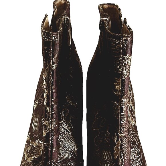 Ankle Boots, Size 10M Boot, Franco Sarto Black Gold Olympia Floral Ankle Boots - Picture 12 of 13